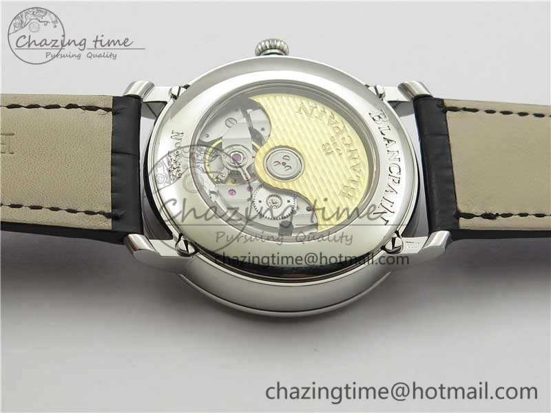 ModernLook Villeret 6654 SS Complicated Function OMF 1:1 Best Edition White Dial on Black Leather Strap A6654 V 5268
