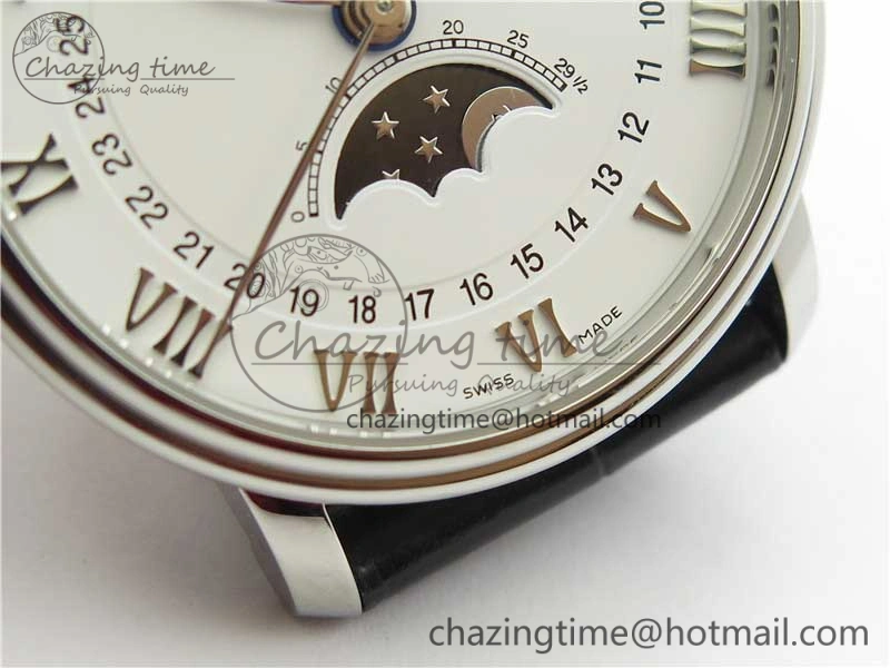 ModernLook Villeret 6654 SS Complicated Function OMF 1:1 Best Edition White Dial on Black Leather Strap A6654 V 5268