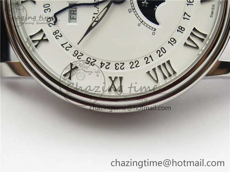 ModernLook Villeret 6654 SS Complicated Function OMF 1:1 Best Edition White Dial on Black Leather Strap A6654 V 5268