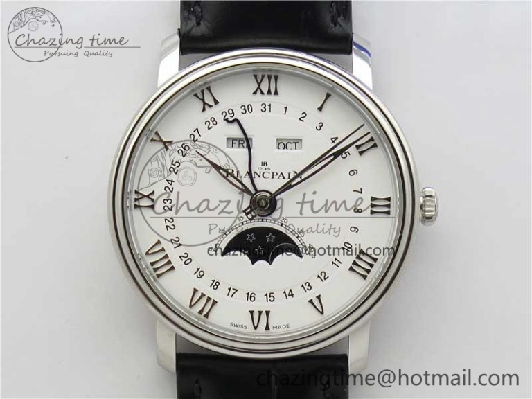 Villeret 6654 SS Complicated Function OMF 1:1 Best Edition White Dial on Black Leather Strap A6654 V UrbanStyle 7901