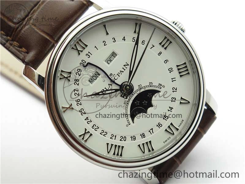ZipUp Villeret 6654 SS Complicated Function OMF 1:1 Best Edition White Dial on Brown Leather Strap A6654 V 5270