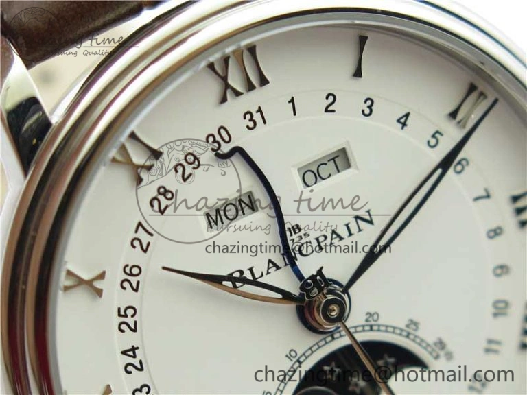 ZipUp Villeret 6654 SS Complicated Function OMF 1:1 Best Edition White Dial on Brown Leather Strap A6654 V 5270