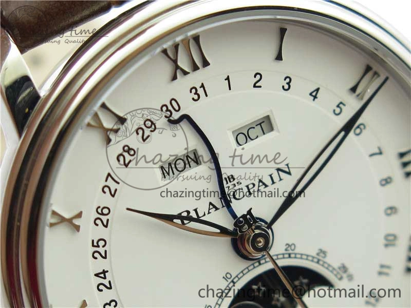 ZipUp Villeret 6654 SS Complicated Function OMF 1:1 Best Edition White Dial on Brown Leather Strap A6654 V 5270