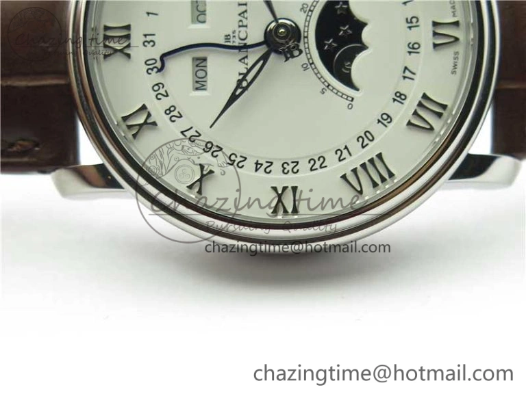 ZipUp Villeret 6654 SS Complicated Function OMF 1:1 Best Edition White Dial on Brown Leather Strap A6654 V 5270