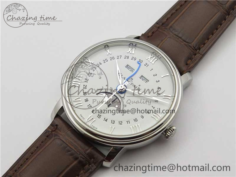 ZipUp Villeret 6654 SS Complicated Function OMF 1:1 Best Edition White Dial on Brown Leather Strap A6654 V 5270