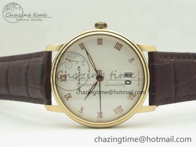 GoAnywhere Villeret 6669 RG HG 1:1 Best Edition White Dial On Leather Strap V 8096