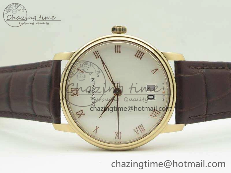 GoAnywhere Villeret 6669 RG HG 1:1 Best Edition White Dial On Leather Strap V 8096