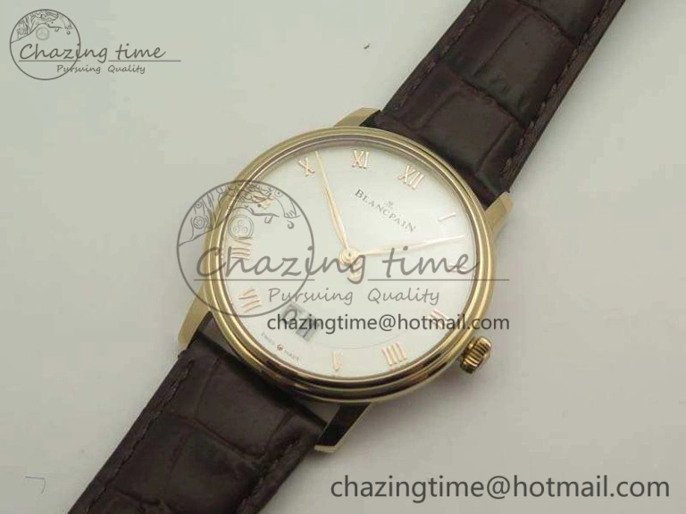 GoAnywhere Villeret 6669 RG HG 1:1 Best Edition White Dial On Leather Strap V 8096