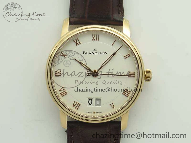 GoAnywhere Villeret 6669 RG HG 1:1 Best Edition White Dial On Leather Strap V 8096