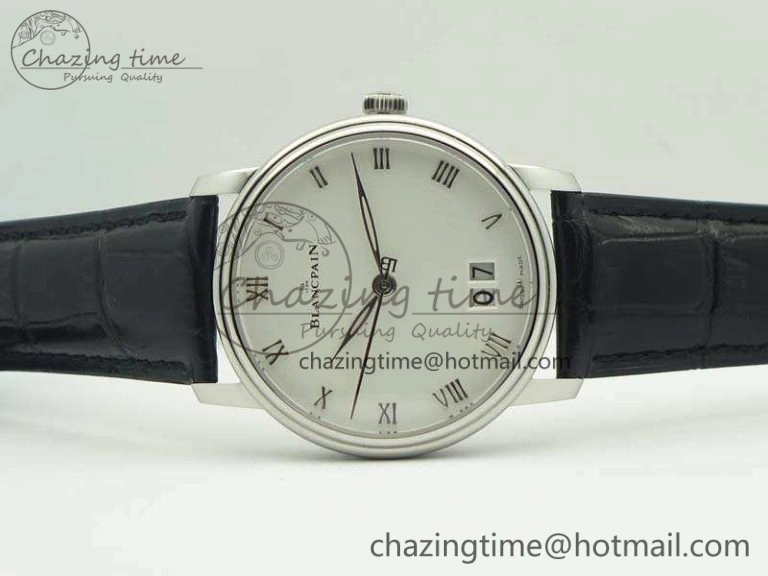 Durable Villeret 6669 SS HG 1:1 Best Edition White Dial On Leather Strap V 5294