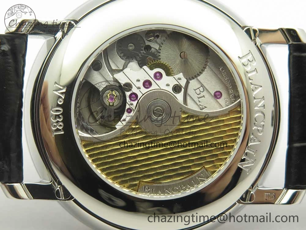 Villeret Quantième Complet 8 Jours SS Complicated Function OMF 1:1 Best Edition Black Dial on Black Leather Strap A Breathable 5279