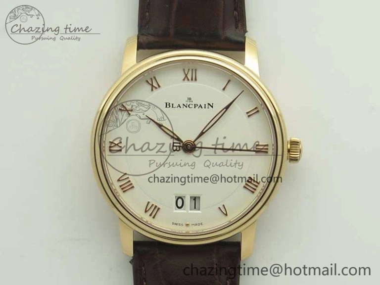 Upgraded Villeret Quantième Complet 8 Jours SS Complicated Function OMF 1:1 Best Edition White Dial on Brown Leather Strap A 7983