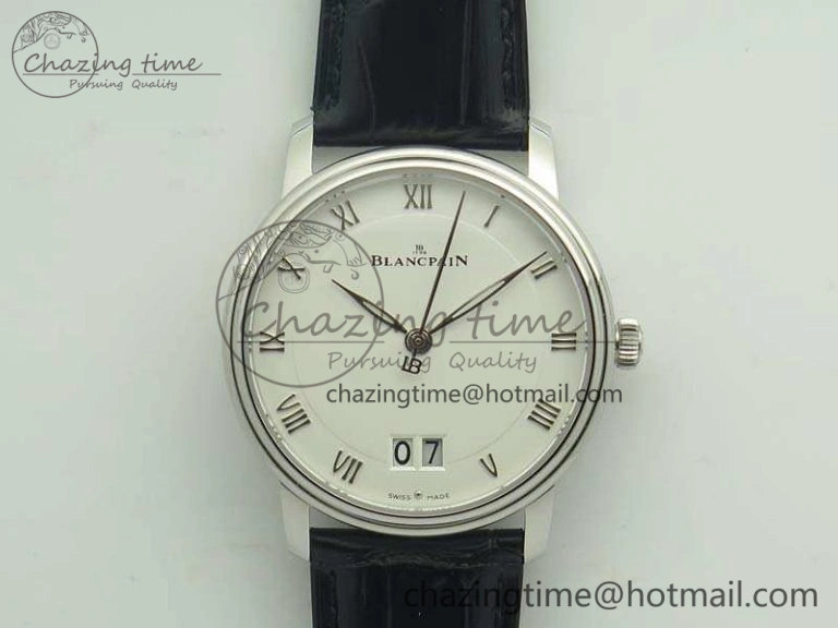 Upgraded Villeret Quantième Complet 8 Jours SS Complicated Function OMF 1:1 Best Edition White Dial on Brown Leather Strap A 7983