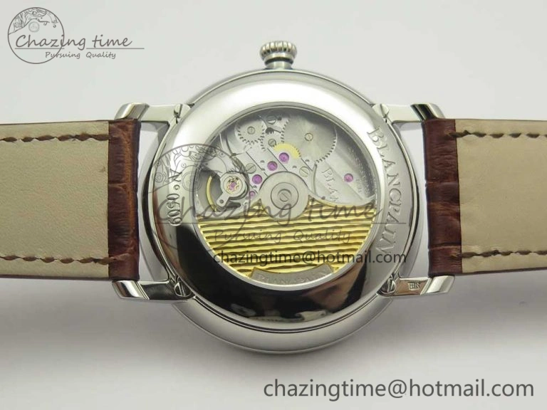 Upgraded Villeret Quantième Complet 8 Jours SS Complicated Function OMF 1:1 Best Edition White Dial on Brown Leather Strap A 7983