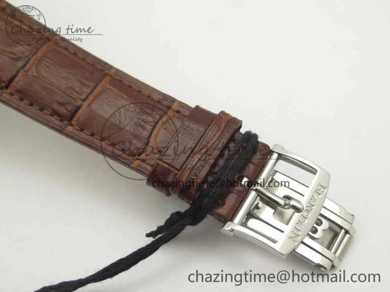 Upgraded Villeret Quantième Complet 8 Jours SS Complicated Function OMF 1:1 Best Edition White Dial on Brown Leather Strap A 7983