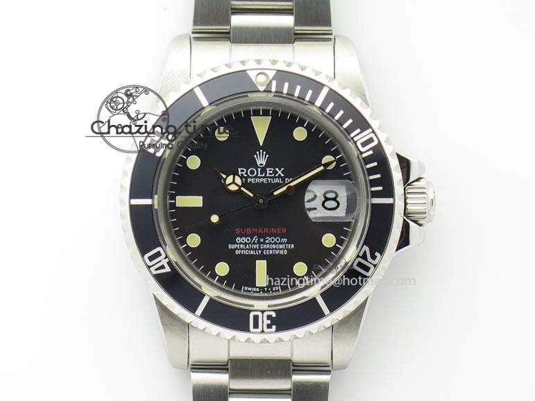 Vintage 1680 Best Edition black Submariner 660ft 200m A2836 (Superlumed Dial And Hands) Casual 3921