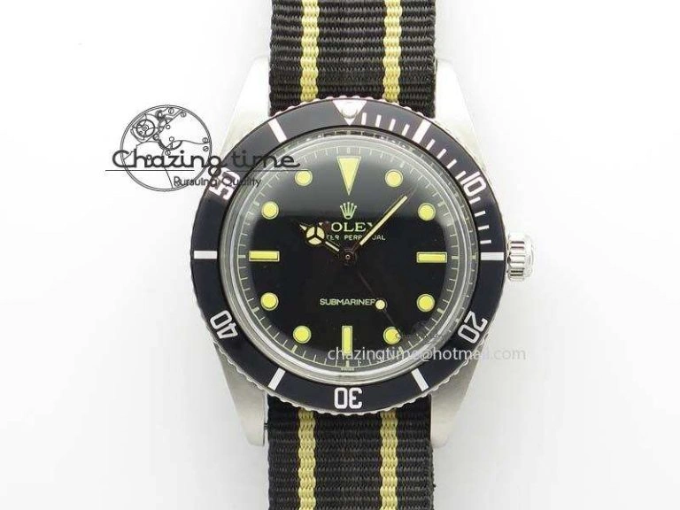 Vintage 1680 Submariner No Date SS Black Dial On Nylon Strap A OnTrend 3854