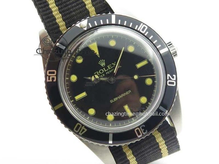 Vintage 1680 Submariner No Date SS Black Dial On Nylon Strap A OnTrend 3854