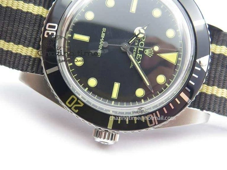 Vintage 1680 Submariner No Date SS Black Dial On Nylon Strap A OnTrend 3854