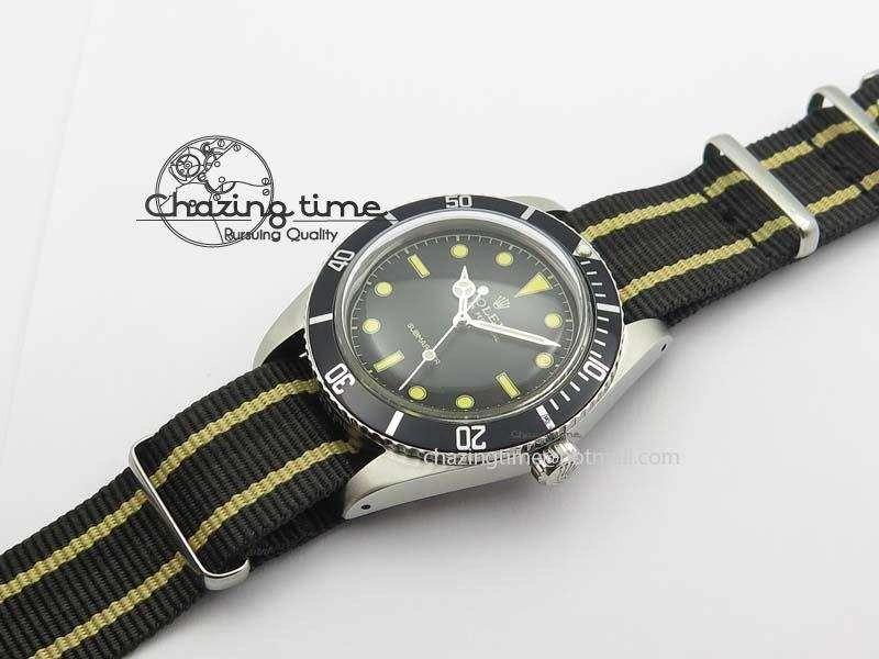 Vintage 1680 Submariner No Date SS Black Dial On Nylon Strap A OnTrend 3854