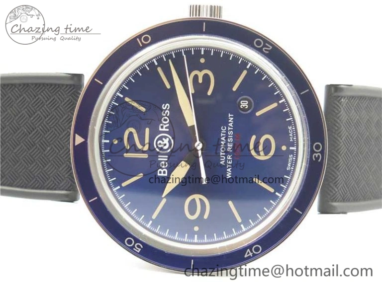 Vintage BR123 SS Blue Dial Blue Bezel on Black Rubber Strap MIYOTA HighQuality 5172