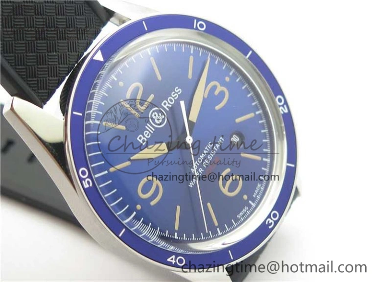 Vintage BR123 SS Blue Dial Blue Bezel on Black Rubber Strap MIYOTA HighQuality 5172