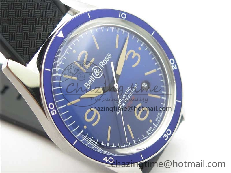Vintage BR123 SS Blue Dial Blue Bezel on Black Rubber Strap MIYOTA HighQuality 5172