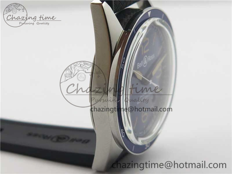 Vintage BR123 SS Blue Dial Blue Bezel on Black Rubber Strap MIYOTA HighQuality 5172