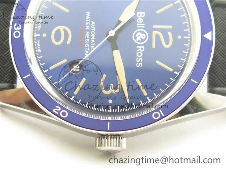 Vintage BR123 SS Blue Dial Blue Bezel on Black Rubber Strap MIYOTA HighQuality 5172