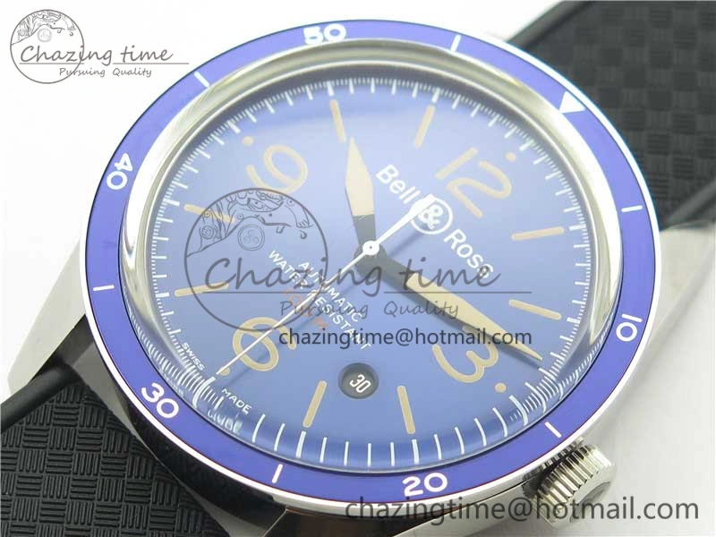 Vintage BR123 SS Blue Dial Blue Bezel on Black Rubber Strap MIYOTA HighQuality 5172