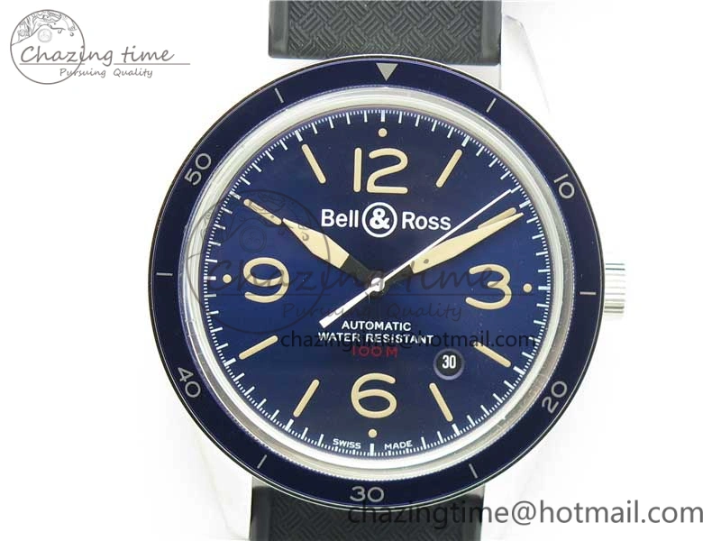 Vintage BR123 SS Blue Dial Blue Bezel on Black Rubber Strap MIYOTA HighQuality 5172