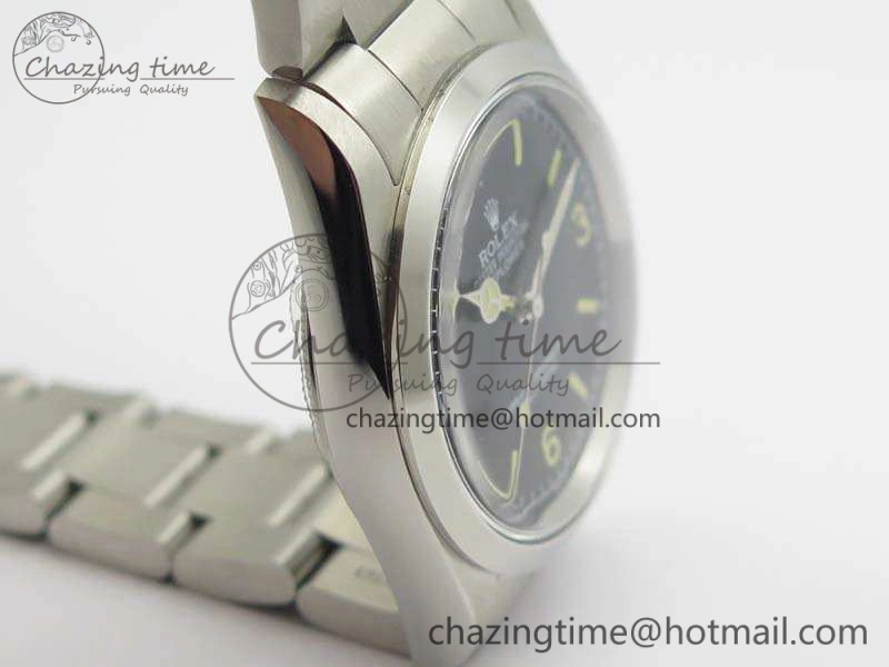 Unique Vintage Explorer Ref.1016 Black Dial Cream Markers On SS Bracelet A23J 3542