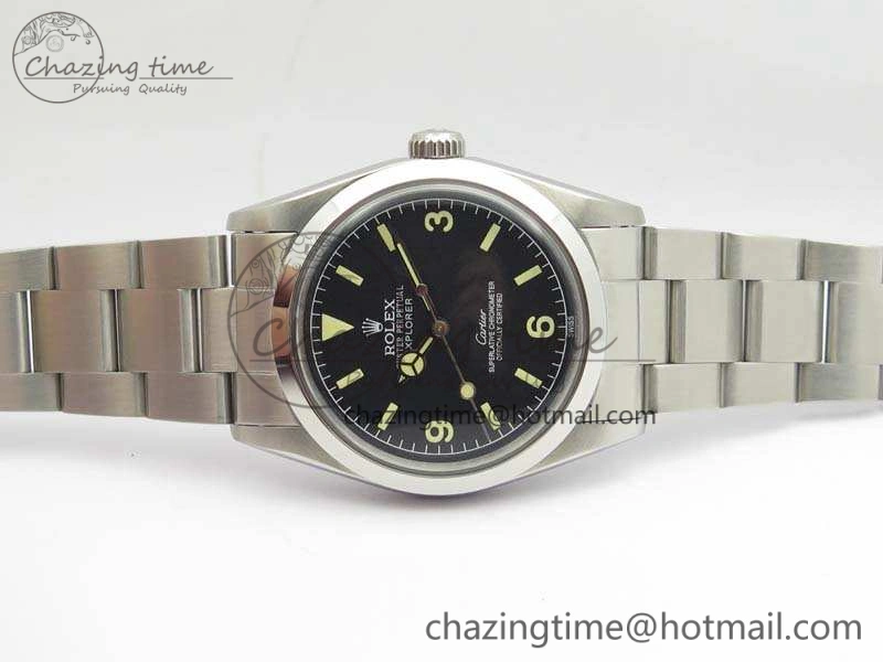 Thermal Vintage Explorer Ref.1016 Cartier Black Dial Cream Markers On SS Bracelet A23J 3545