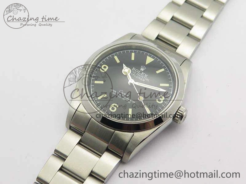 Thermal Vintage Explorer Ref.1016 Cartier Black Dial Cream Markers On SS Bracelet A23J 3545