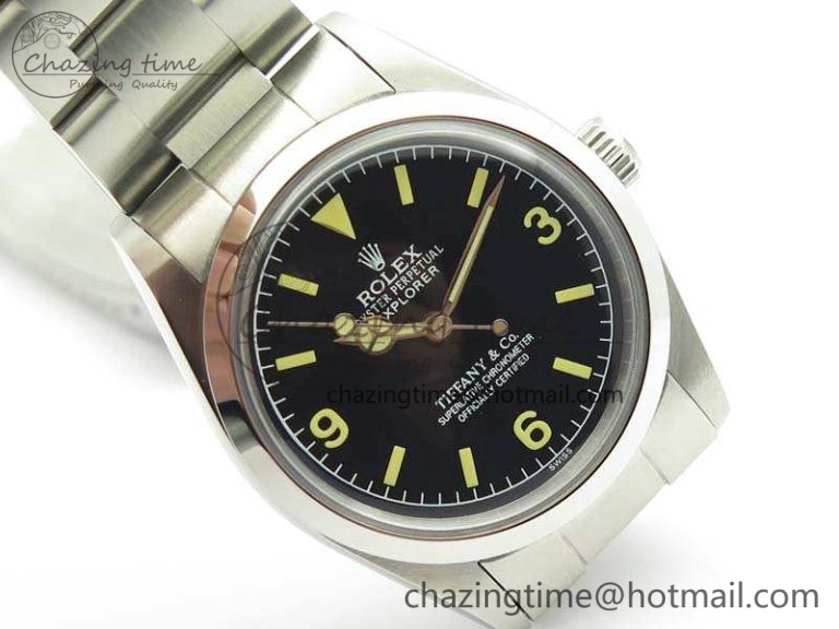 Vibrant Vintage Explorer Ref.1016 Tiffany Black Dial Cream Markers On SS Bracelet A23J 3546