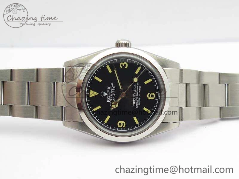 Vibrant Vintage Explorer Ref.1016 Tiffany Black Dial Cream Markers On SS Bracelet A23J 3546