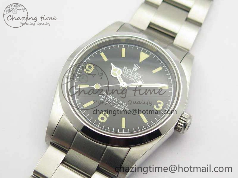 Vibrant Vintage Explorer Ref.1016 Tiffany Black Dial Cream Markers On SS Bracelet A23J 3546