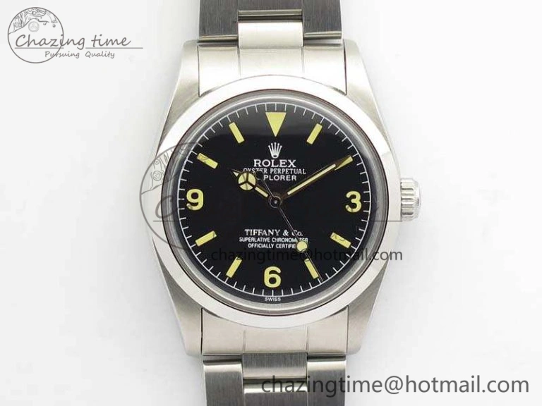 Vibrant Vintage Explorer Ref.1016 Tiffany Black Dial Cream Markers On SS Bracelet A23J 3546