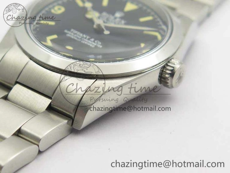 Vibrant Vintage Explorer Ref.1016 Tiffany Black Dial Cream Markers On SS Bracelet A23J 3546