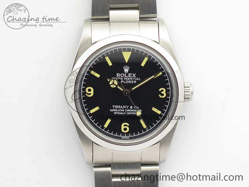 Vibrant Vintage Explorer Ref.1016 Tiffany Black Dial Cream Markers On SS Bracelet A23J 3546