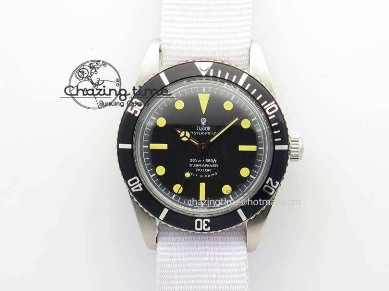 Vintage Oyster Submariner No Date SS Black Dial 200m 660ft On Nylon Strap A Compact 3856