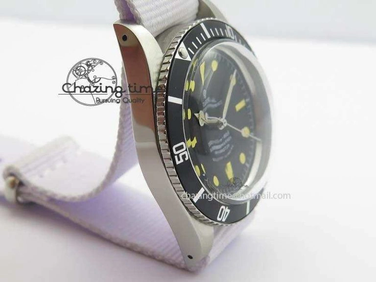 Vintage Oyster Submariner No Date SS Black Dial 200m 660ft On Nylon Strap A Compact 3856