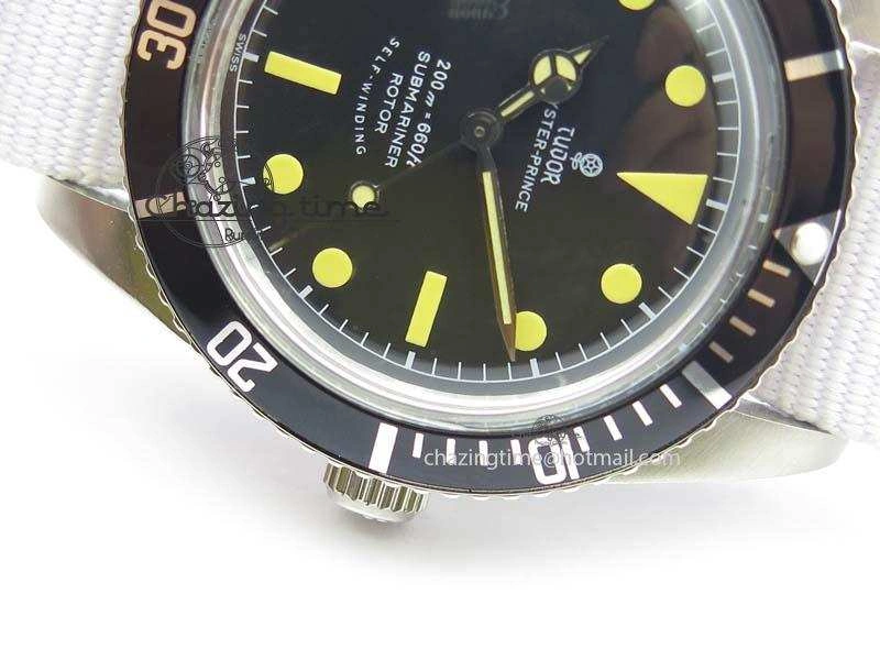 Vintage Oyster Submariner No Date SS Black Dial 200m 660ft On Nylon Strap A Compact 3856