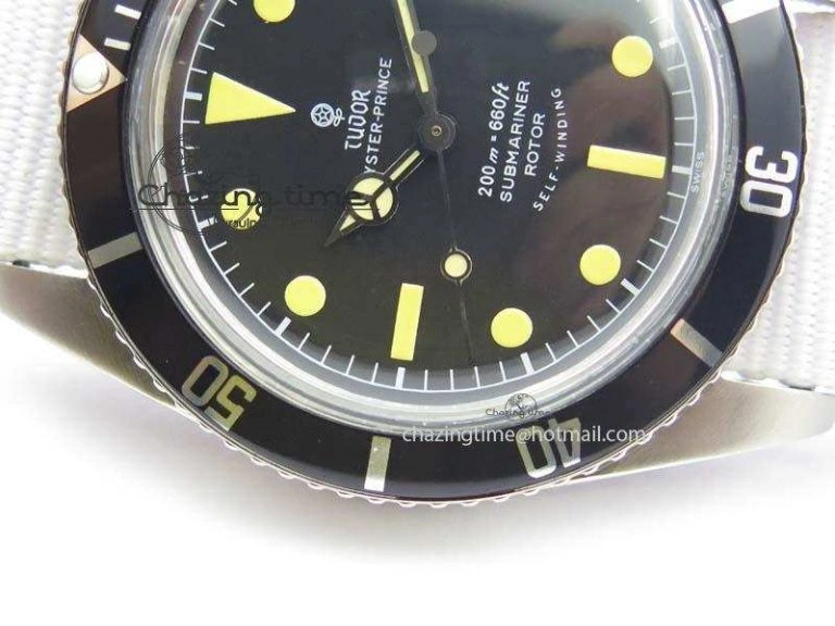 Vintage Oyster Submariner No Date SS Black Dial 200m 660ft On Nylon Strap A Compact 3856