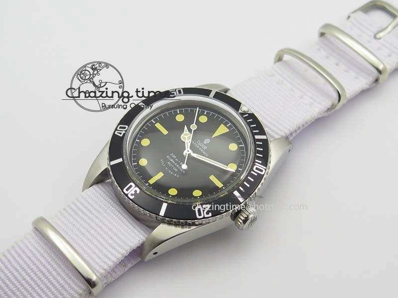 Vintage Oyster Submariner No Date SS Black Dial 200m 660ft On Nylon Strap A Compact 3856