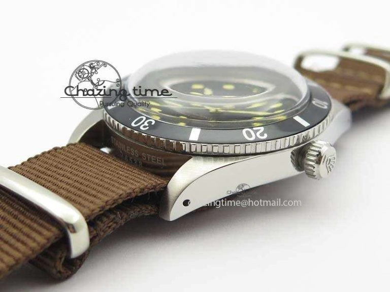 ZeroBulk Vintage Oyster Submariner No Date SS Black Dial On Nylon Strap A 3860