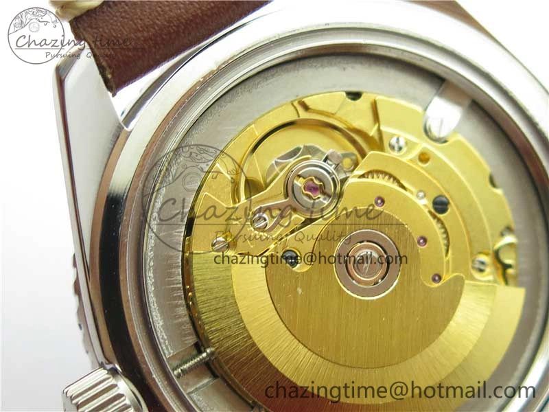 OnTrend Vintage Seamaster 300 Date SS B12 Black Dial On Brown Leather Strap A2836 (Free Nylon Strap) 7913