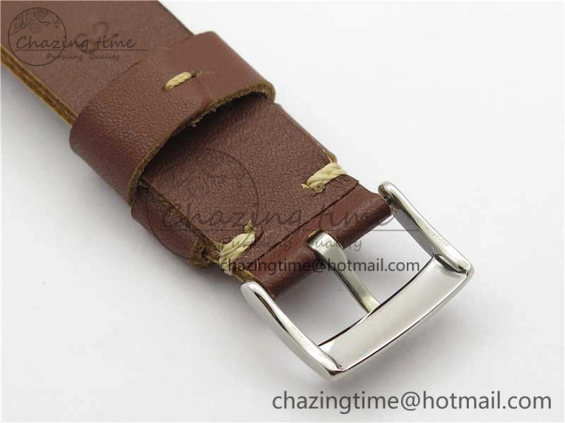 OnTrend Vintage Seamaster 300 Date SS B12 Black Dial On Brown Leather Strap A2836 (Free Nylon Strap) 7913
