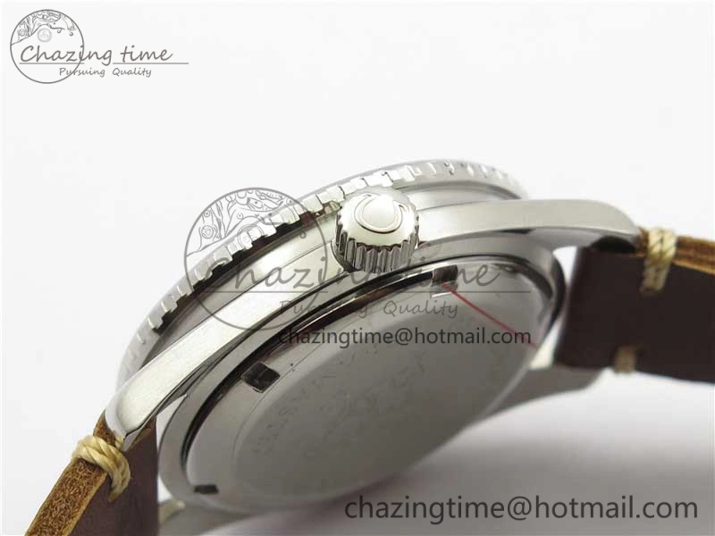 Vintage Seamaster 300 Date T SS B12 Black Dial On Brown Leather Strap A2836 (Free Nylon Strap) WrinkleFree 7911