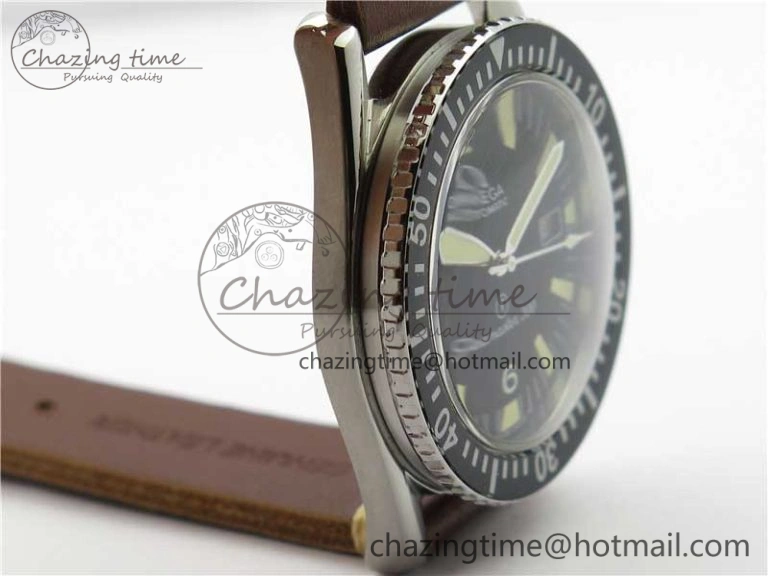 Vintage Seamaster 300 Date T SS B12 Black Dial On Brown Leather Strap A2836 (Free Nylon Strap) WrinkleFree 7911